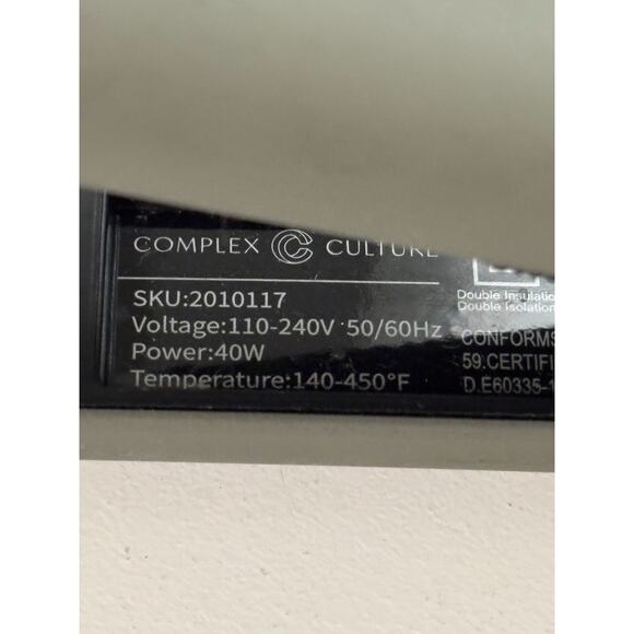 Complex Culture Titanium Styling Flat Iron Straightener. No Box. Tested & Works! - Picture 6 of 8